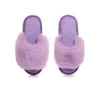 AJVANI fluffy indoor sandals peep toe slippers slides size large