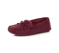 AJVANI Fur Lined Flexible Sole Boat Shoes Moccasins Slippers Size 6 39 Burgundy