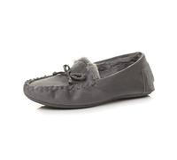 AJVANI Fur Lined Flexible Sole Boat Shoes Moccasins Slippers Size 8 41 Grey