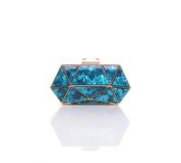 Ajvani Geometric Art Deco Evening Clutch Bag In Blue Blue
