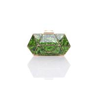 Ajvani Geometric Art Deco Evening Clutch Bag In Green Green