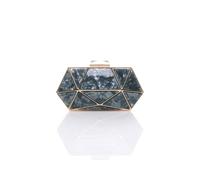 Ajvani Geometric Art Deco Evening Clutch Bag In Grey Grey
