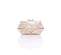 Ajvani Geometric Art Deco Evening Clutch Bag In Ivory Ivory