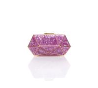 Ajvani Geometric Art Deco Evening Clutch Bag In Magenta Magenta