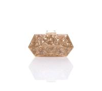 Ajvani Geometric Art Deco Evening Clutch Bag In Rose Gold Rose Gold