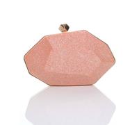 Ajvani Geometric Glitter Party Clutch Shoulder Handbag Bag In Coral Coral