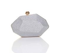Ajvani Geometric Glitter Party Clutch Shoulder Handbag Bag In Silver Silver