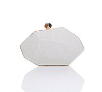 Ajvani Geometric Glitter Party Clutch Shoulder Handbag Bag In White White