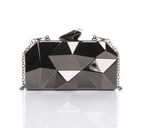 Ajvani Geometric Metal Evening Formal Party Clutch Bag In Black Black