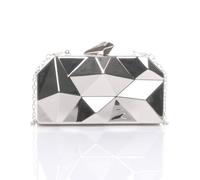 Ajvani Geometric Metal Evening Formal Party Clutch Bag In Silver Silver