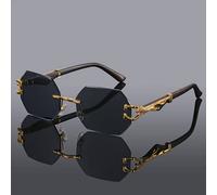 Ajvani Geometric Rimless Oval Sunglasses Shades In Black Black