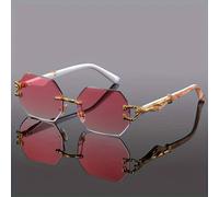 Ajvani Geometric Rimless Oval Sunglasses Shades In Pink Pink