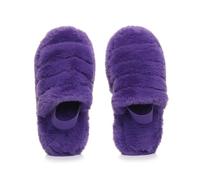 AJVANI Girls Kids Childrens Faux Fur Elastic Strap peep Toe Slippers Slides Size