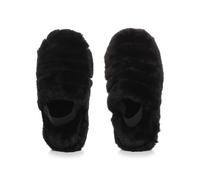 AJVANI Girls Kids Childrens Faux Fur Elastic Strap peep Toe Slippers Slides Size