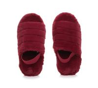 AJVANI Girls Kids Childrens Faux Fur Elastic Strap peep Toe Slippers Slides Size