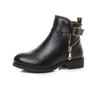 AJVANI Girls kids childrens flat low heel combat biker ankle boots booties size 11