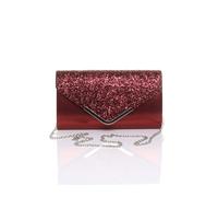 Ajvani Glitter Envelope Evening Prom Party Clutch Shoulder Bag In Burgundy Burgundy