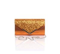 Ajvani Glitter Envelope Evening Prom Party Clutch Shoulder Bag In Orange Orange