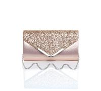 Ajvani Glitter Envelope Evening Prom Party Clutch Shoulder Bag In Rose Gold Rose Gold