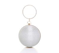 Ajvani Glitter Evening Party Diamante Handle Spherical Ball Bag In Silver Silver
