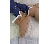 Ajvani Heel Faux Fur Lined Grip Sole Ankle Boots Slippers In Tan Tan 4