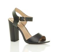 Ajvani High Block Heel Ankle Strap Sandals Strappy Heels In Black Black 3