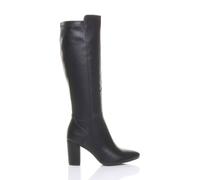 Ajvani High Block Heel Stretchy Calf Calf Boots In Black Black