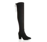 Ajvani High Block Heel Stretchy Sock Faux Suede Over The Knee Boots In Black Black 4