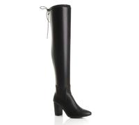Ajvani High Block Heel Stretchy Sock Over The Knee Boots In Black Black