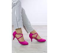 Ajvani High Heel Buckle Crossed Strappy Heels In Fuchsia Fuchsia 6