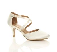 Ajvani High Heel Crossed Straps 2 Part Heels In Ivory Ivory 6