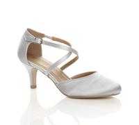 Ajvani High Heel Crossed Straps 2 Part Heels In Silver Silver 8