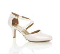 Ajvani High Heel Crossed Straps 2 Part Heels In White White 4