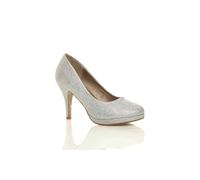 Ajvani High Heel Glitter Court Shoes In Silver Silver