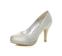 AJVANI high Heel Platform Diamante Party Evening Court Shoes Size 3 36