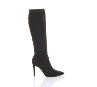 Ajvani High Heel Pointed Toe Stretchy Knee Calf Boots In True Black True Black
