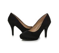 AJVANI high mid Heel Smart Work Evening Party Platform Court Shoes Pumps Size 8 41 Black Suede