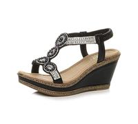 AJVANI high wedge heel platform diamante beaded sandals shoes size 4 37