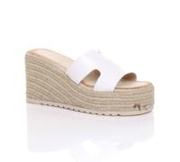 Ajvani High Wedge Heel Platform Mule Sandals Espadrilles In White White 6