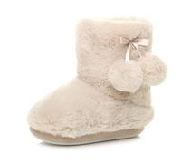 AJVANI Kids pull on fluffy pom pom ankle boots slippers fur booties size l