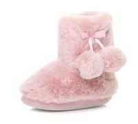 AJVANI Kids pull on fluffy pom pom ankle boots slippers fur booties size s