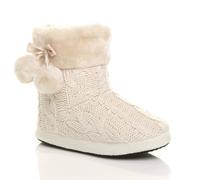 Ajvani Knitted Glitter Ankle Boot Slippers In Beige Beige 5