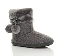 Ajvani Knitted Glitter Ankle Boot Slippers In Grey Grey
