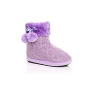 Ajvani Knitted Glitter Ankle Boot Slippers In Lilac Lilac