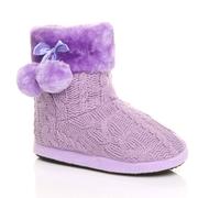 Ajvani Knitted Glitter Ankle Boot Slippers In Lilac Lilac 9