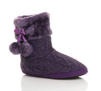 Ajvani Knitted Glitter Ankle Boot Slippers In Purple Purple