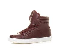 AJVANI lace up Casual Flat hi high top Ankle Boots Trainers Size 7 41 Burgundy