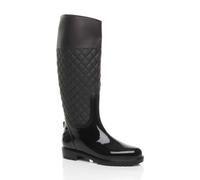 Ajvani Low Block Heel Festival Camping Wellies In Black Black