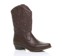 Ajvani Low Cuban Heel Embroidered Cowboy Western Boots In Brown Brown 7