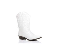 Ajvani Low Cuban Heel Embroidered Cowboy Western Boots In White White